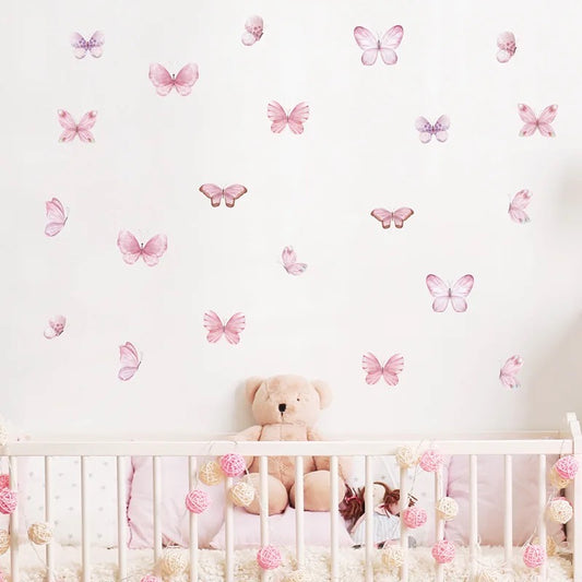 Pink Butterflies Removable Wall Decals | Nursery Wall Art
