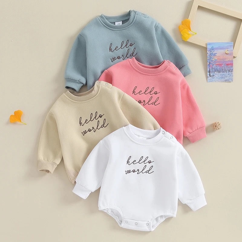 Hello World Embroidered Onesie