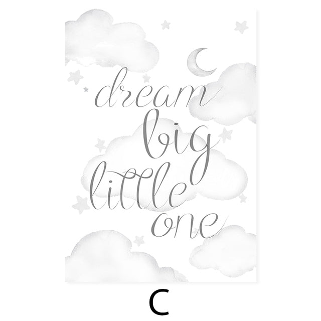 Set of 3 | Dream Big Little One UNFRAMED Canvas Prints Nursery Wall Art