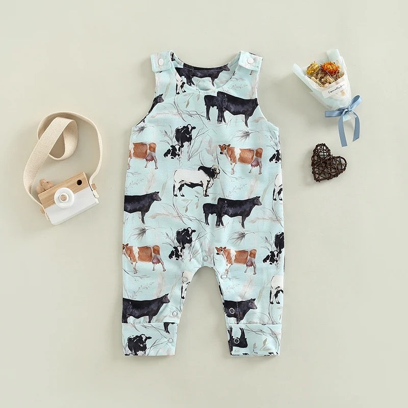 Baby & Toddler Sleeveless Cattle Print Romper
