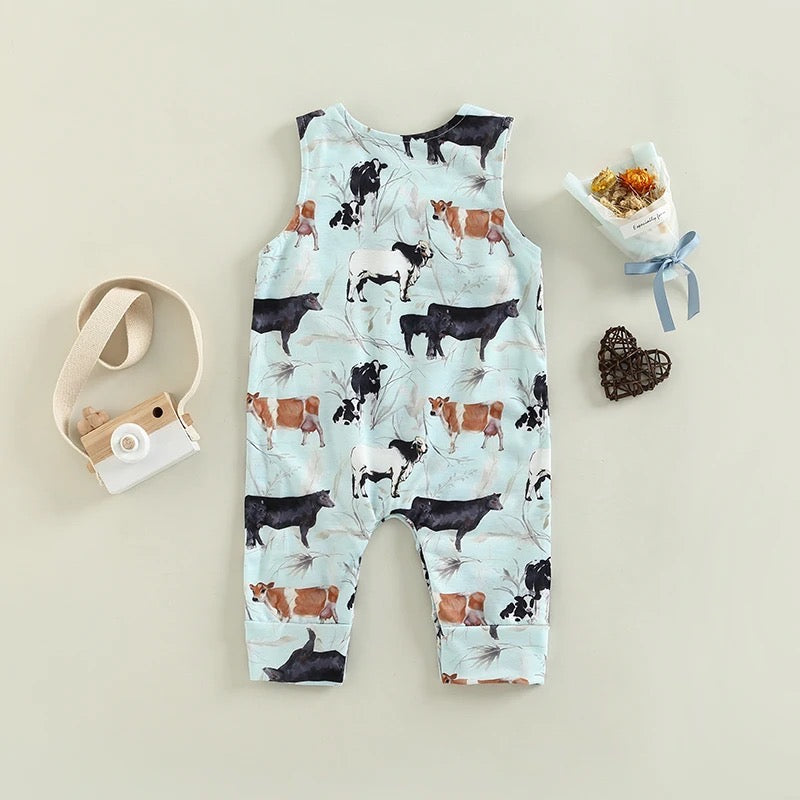 Baby & Toddler Sleeveless Cattle Print Romper