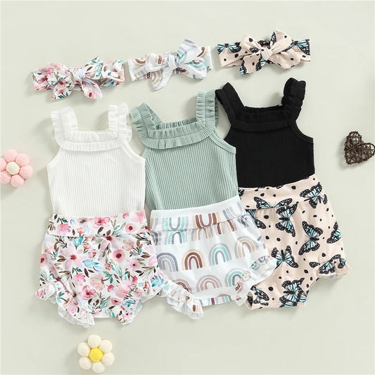 Butterfly | Rainbow | Floral | Tank Top + Bummie Shorts Set