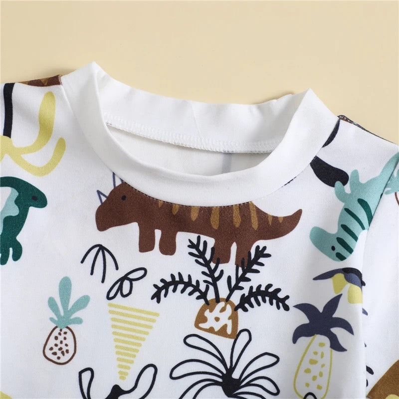 Dinosaur Tropical Print Shirt & Shorts Set