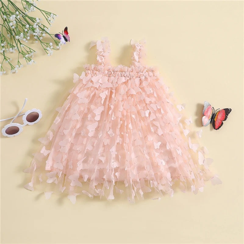 Sleeveless Baby Girl & Toddler 3D Butterfly Tulle Dress