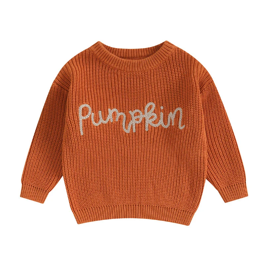 Pumpkin Embroidered Halloween Pullover Sweater