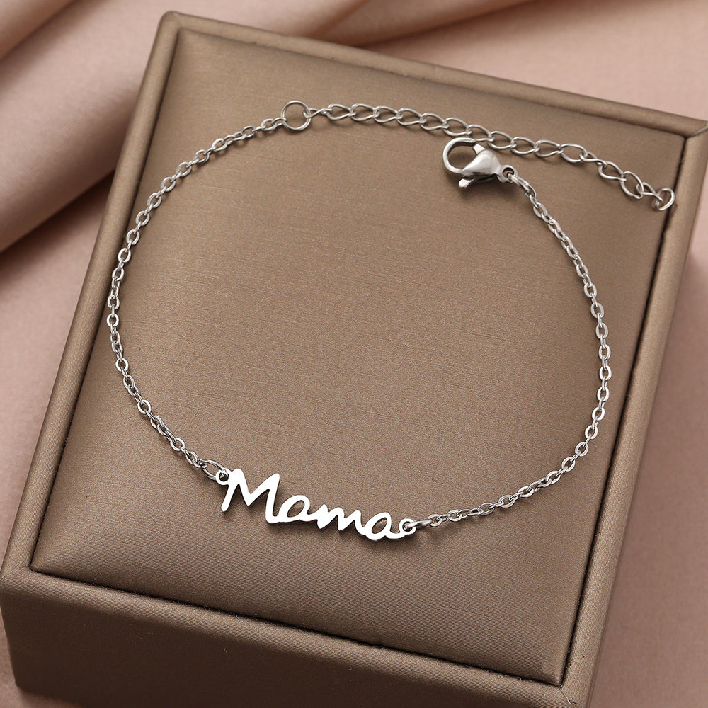 Personalized Mama Stainless Steel Silver & Gold Bracelet