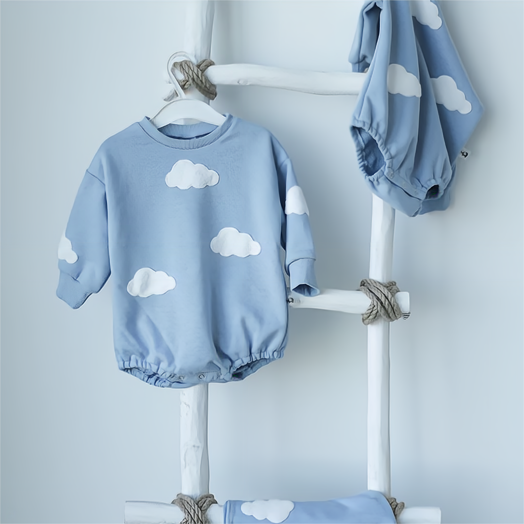 Fuzzy Cloud Sweatshirt Romper