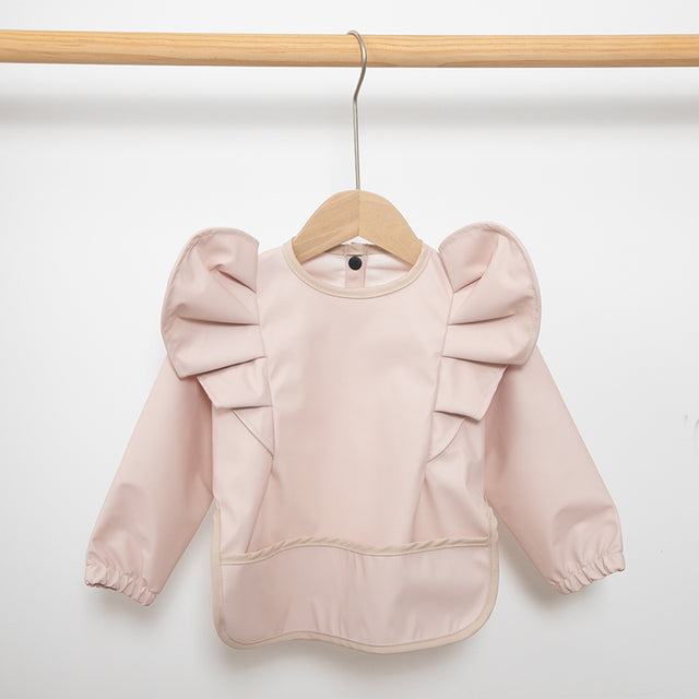 Solid Colour Ruffled Waterproof Long Sleeve Toddler & Baby Bib