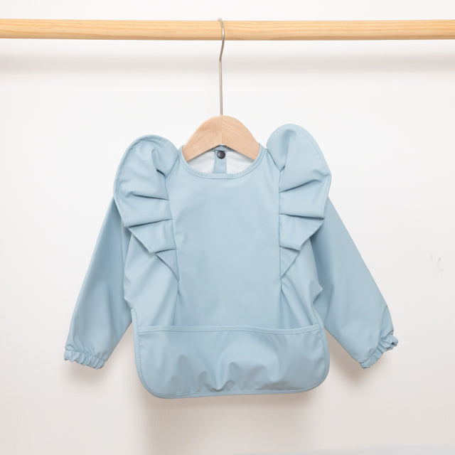 Solid Colour Ruffled Waterproof Long Sleeve Toddler & Baby Bib