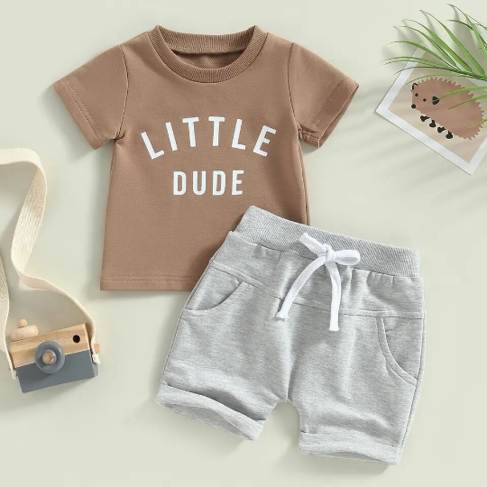2-Piece Set | Little Dude T-Shirt & Shorts Outfit