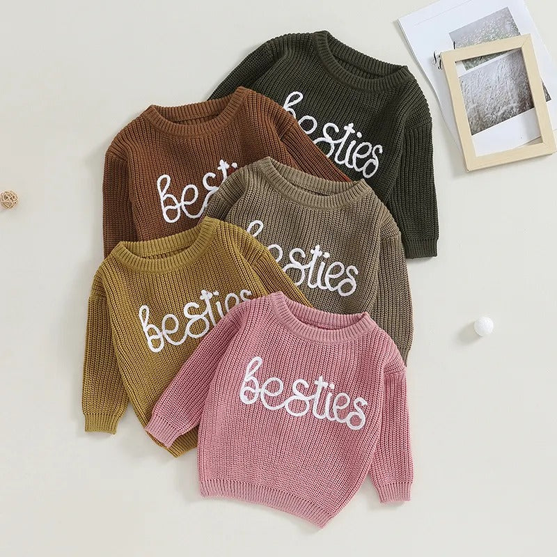 'Besties' Embroidered Knit Sweater *LISTING IS FOR ONE SWEATER*
