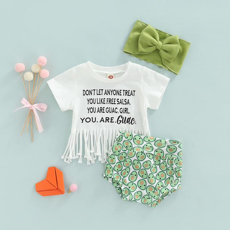 3 Piece Set | Avocado Baby Girl Outfit