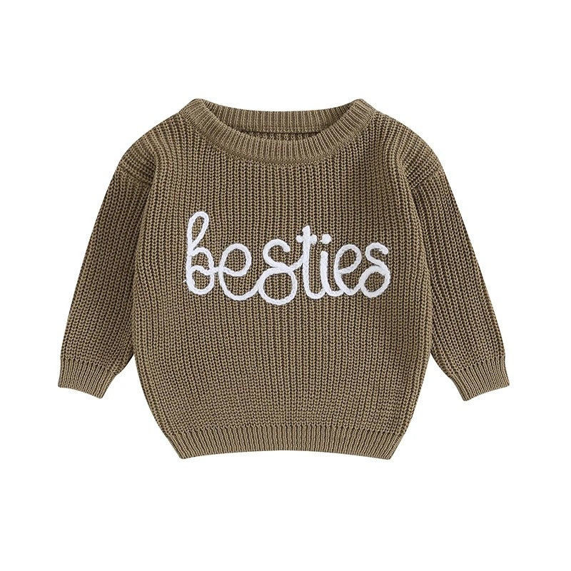 'Besties' Embroidered Knit Sweater *LISTING IS FOR ONE SWEATER*