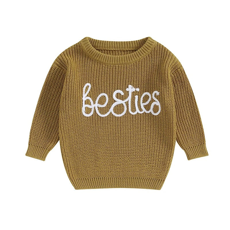 'Besties' Embroidered Knit Sweater *LISTING IS FOR ONE SWEATER*