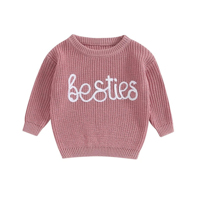 'Besties' Embroidered Knit Sweater *LISTING IS FOR ONE SWEATER*