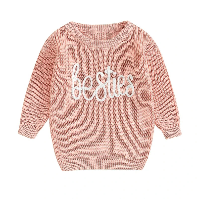 'Besties' Embroidered Knit Sweater *LISTING IS FOR ONE SWEATER*