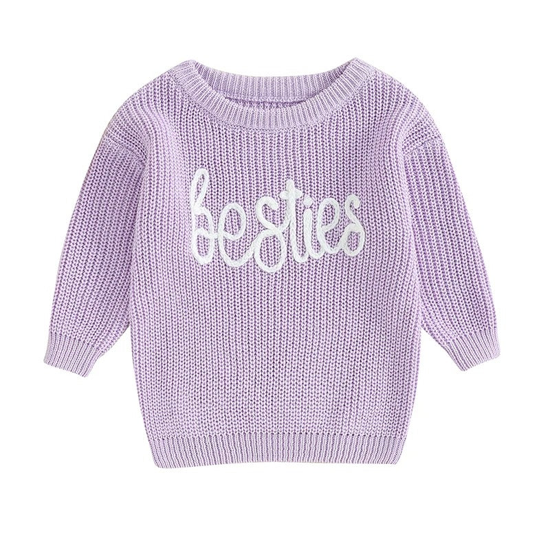 'Besties' Embroidered Knit Sweater *LISTING IS FOR ONE SWEATER*