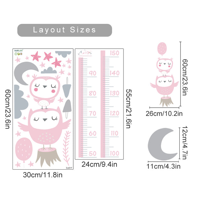 Animals Height Measurement Vinyl Wall Decals