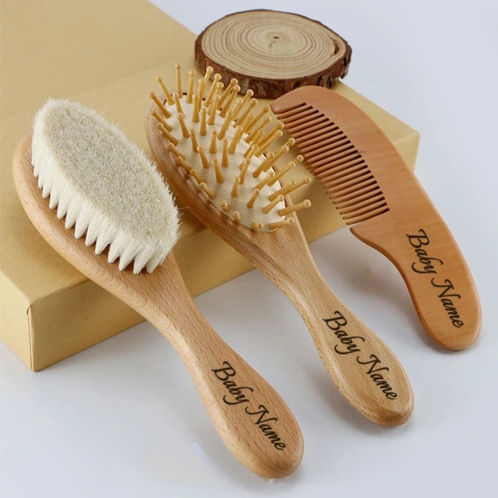 3 Piece Set | Personalized Wooden Baby Brushes