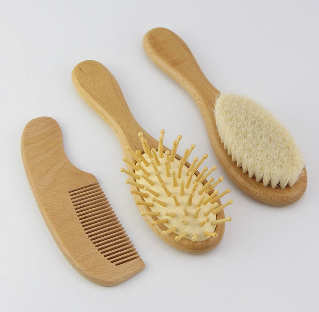 3 Piece Set | Personalized Wooden Baby Brushes