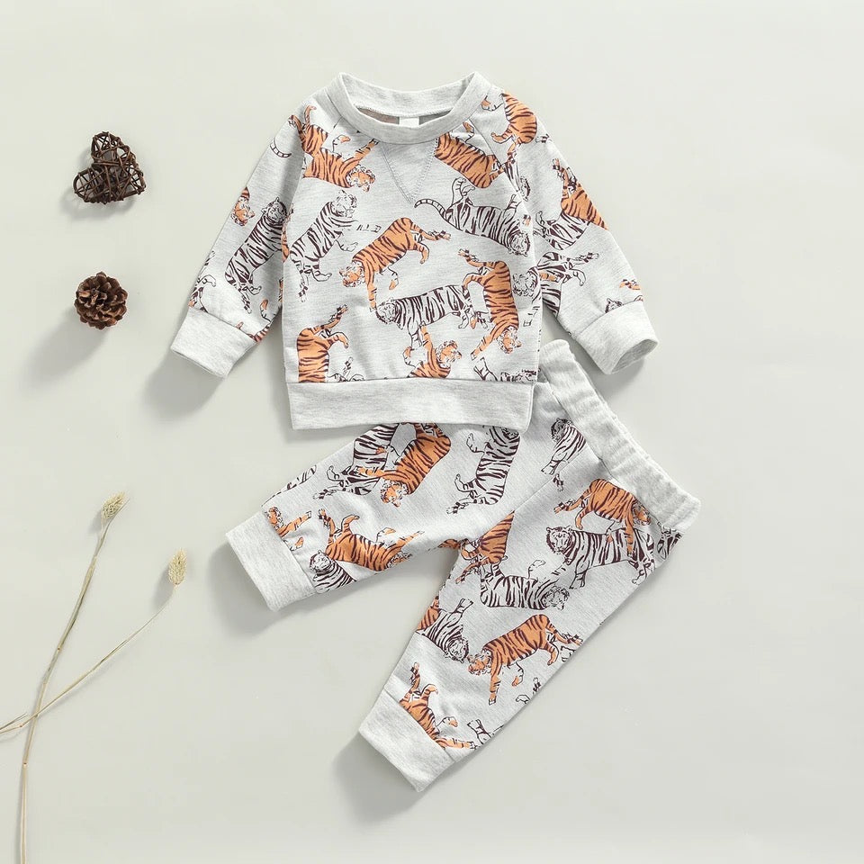 Tiger Print Pajama 2-Piece Set | Gender Neutral Set