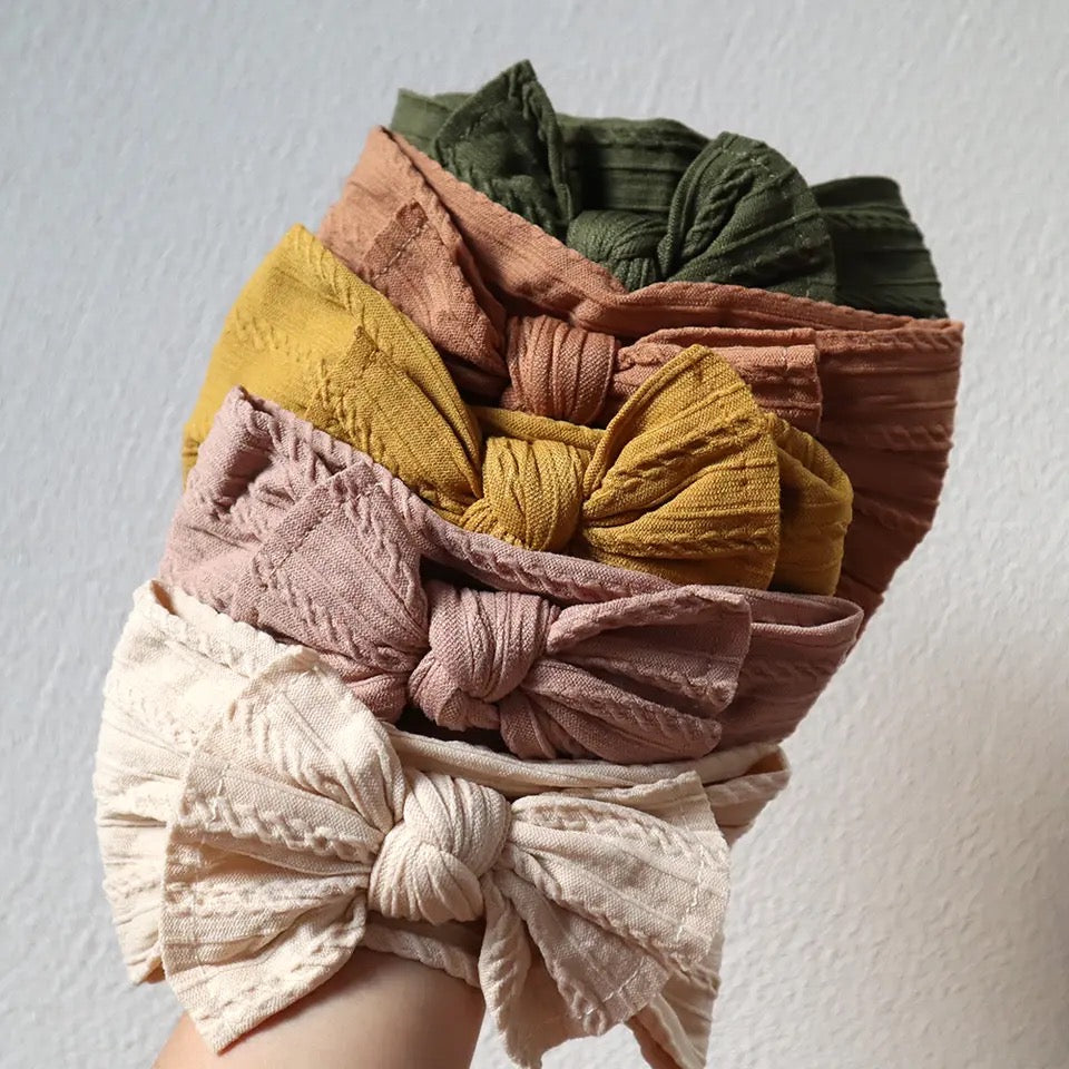 5 Pcs | Big Bow Baby Girl Knit Headbands