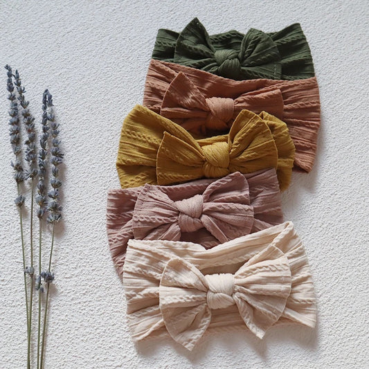 5 Pcs | Big Bow Baby Girl Knit Headbands