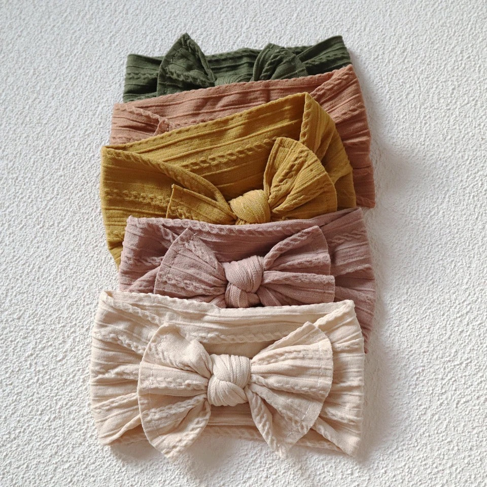 5 Pcs | Big Bow Baby Girl Knit Headbands