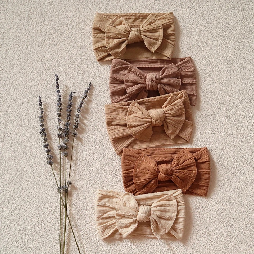 5 Pcs | Big Bow Baby Girl Knit Headbands