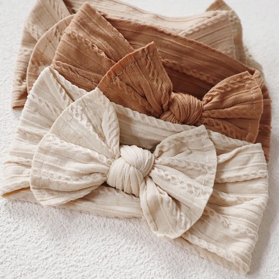 5 Pcs | Big Bow Baby Girl Knit Headbands