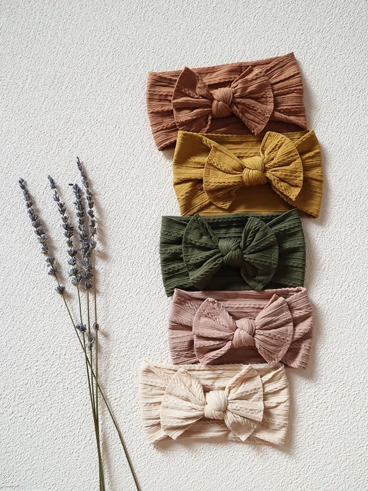 5 Pcs | Big Bow Baby Girl Knit Headbands