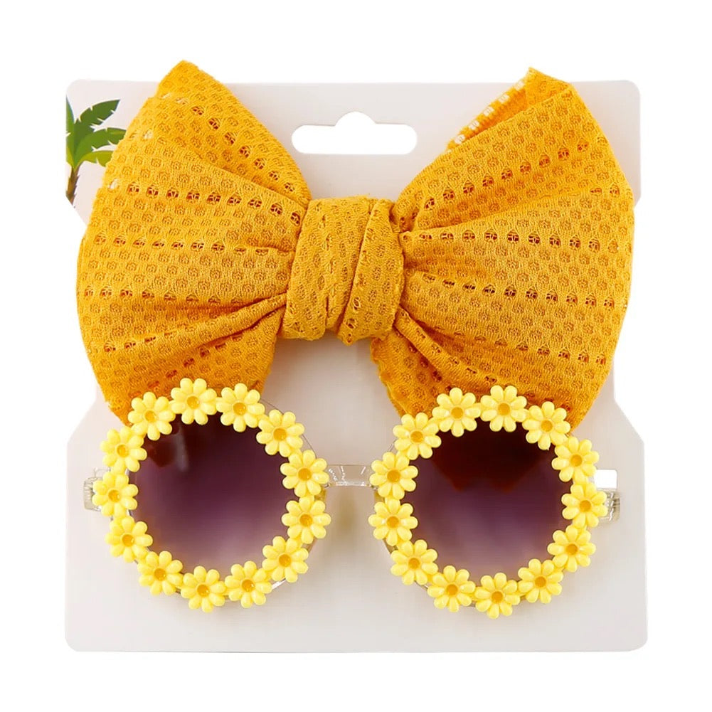Baby Daisy Sunglasses & Bow Headband Set