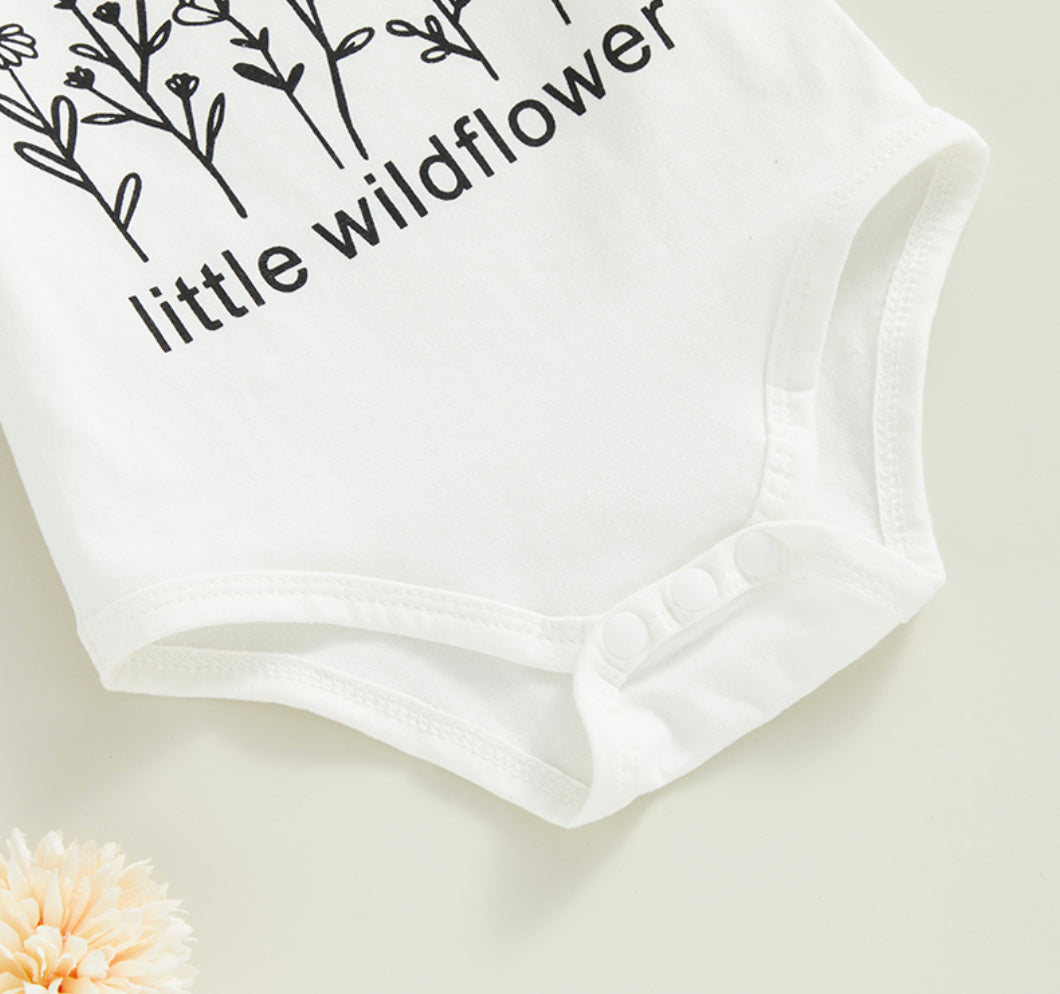 Little Wildflower Onesie + Bummy Shorts + Headband