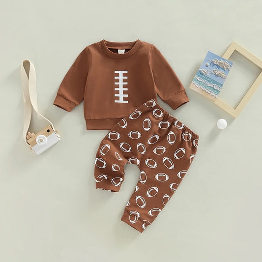 Baby Boy & Toddler Football Print Outfit | 2-Piece Set