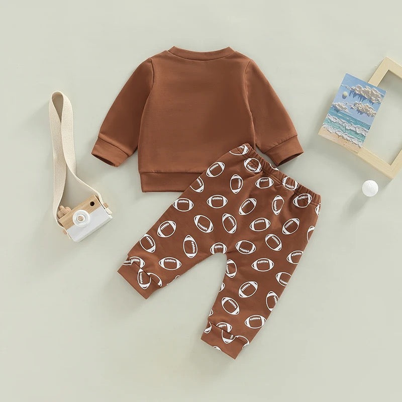 Baby Boy & Toddler Football Print Outfit | 2-Piece Set