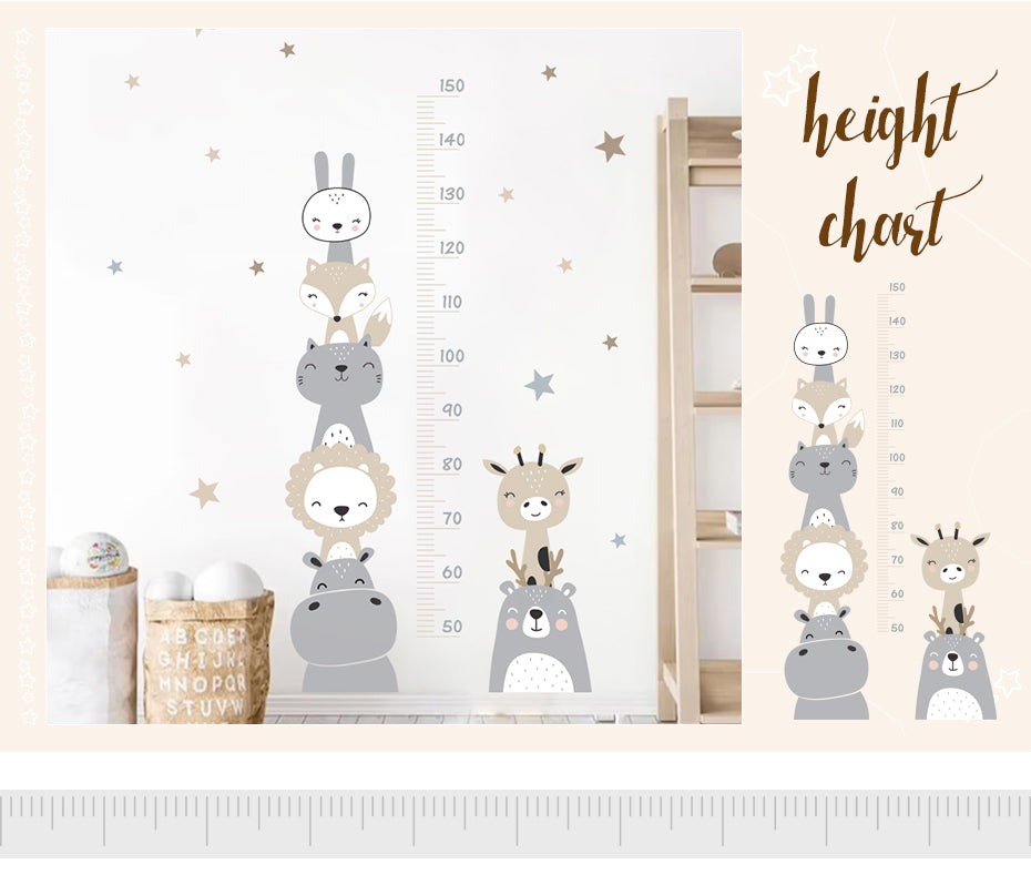 Animals Height Measurement Vinyl Wall Decals