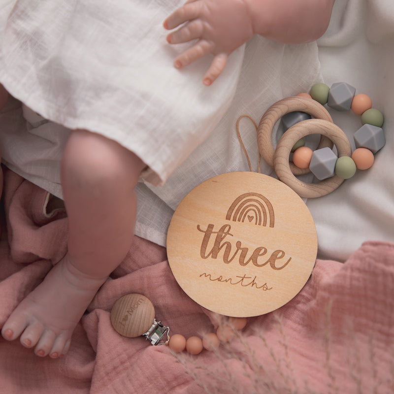 14 Pcs Rainbow Wooden Milestone Discs