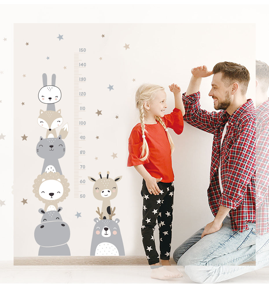 Animals Height Measurement Vinyl Wall Decals