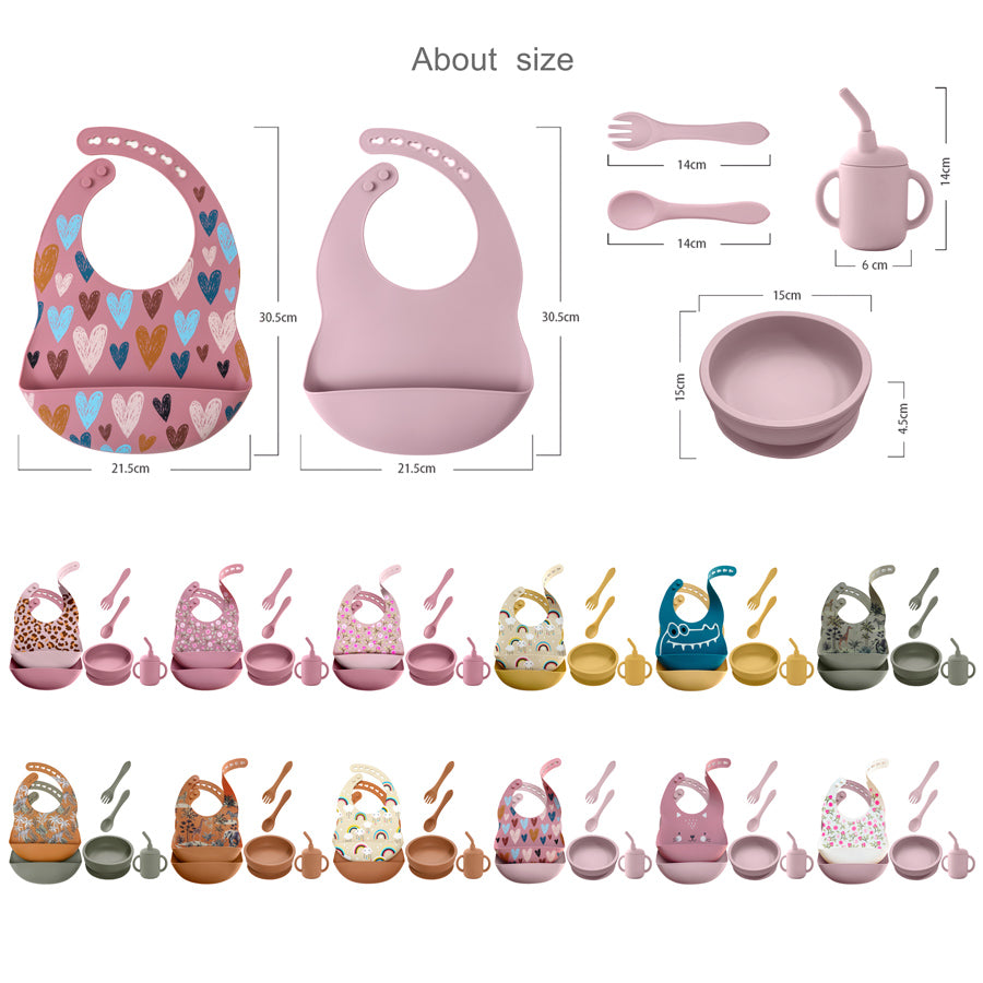 6-Piece Set | Printed Silicone Baby Dinnerware