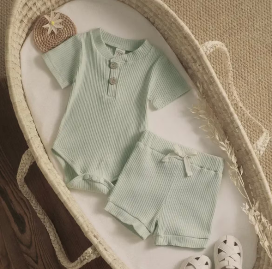 Gender Neutral Romper Set | Shorts + Short-Sleeve Shirt