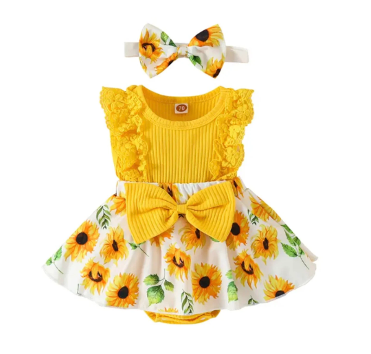 Baby Girl Floral Print Romper Dress
