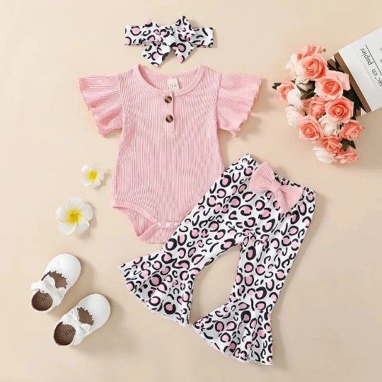 Yellow Sunflower, Pink Leopard, Black/White Striped Outfits