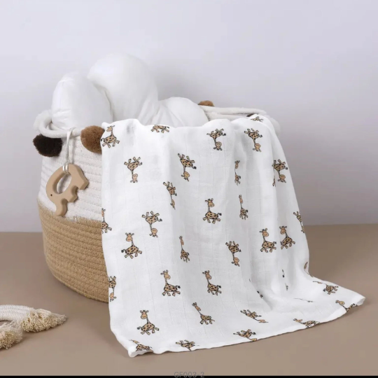 2 Pcs Baby Muslin Swaddle | 70x70cm | Bamboo + Cotton Muslin Blanket