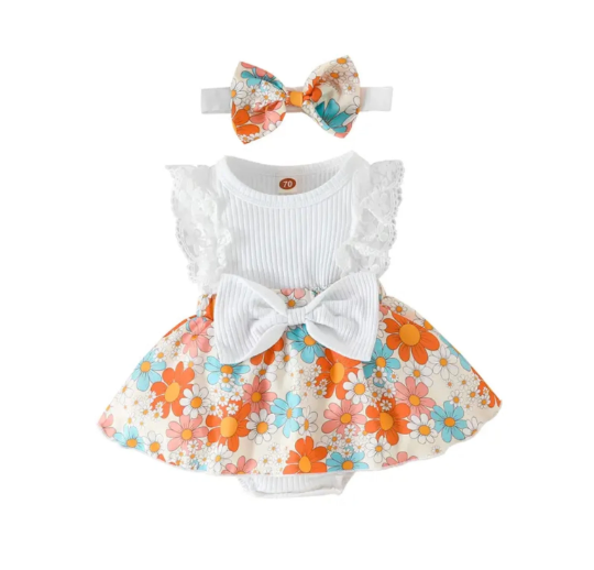 Baby Girl Floral Print Romper Dress