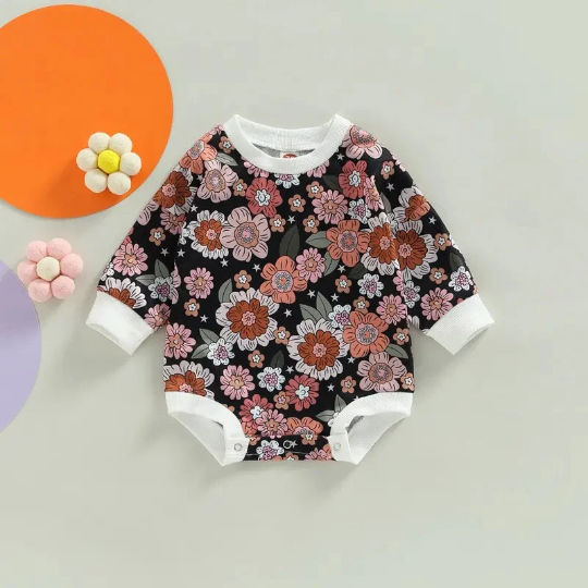 Vintage Floral Baby Girl Romper