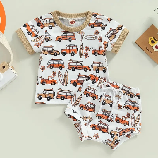 Baby & Toddler Short Sleeve T-Shirt + Matching Highwaist Bummy Shorts Set