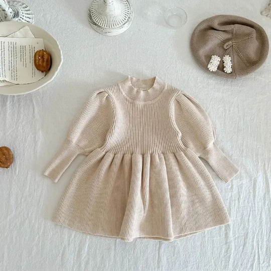 Baby Girl Knee Length Knit Dress