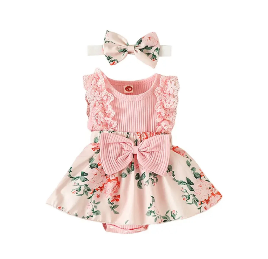 Baby Girl Floral Print Romper Dress