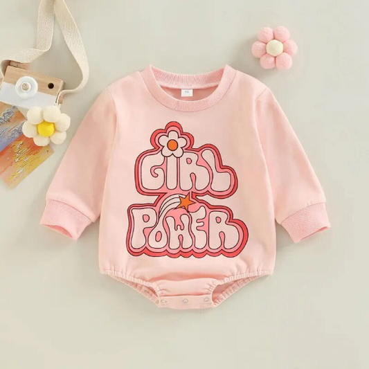 Pink Girl Power Sweater Romper