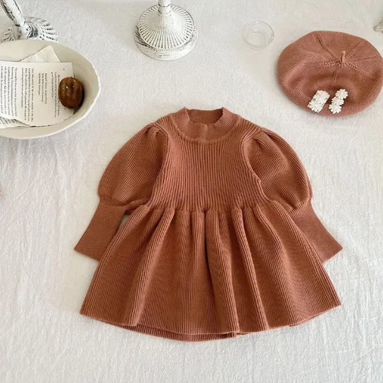 Baby Girl Knee Length Knit Dress